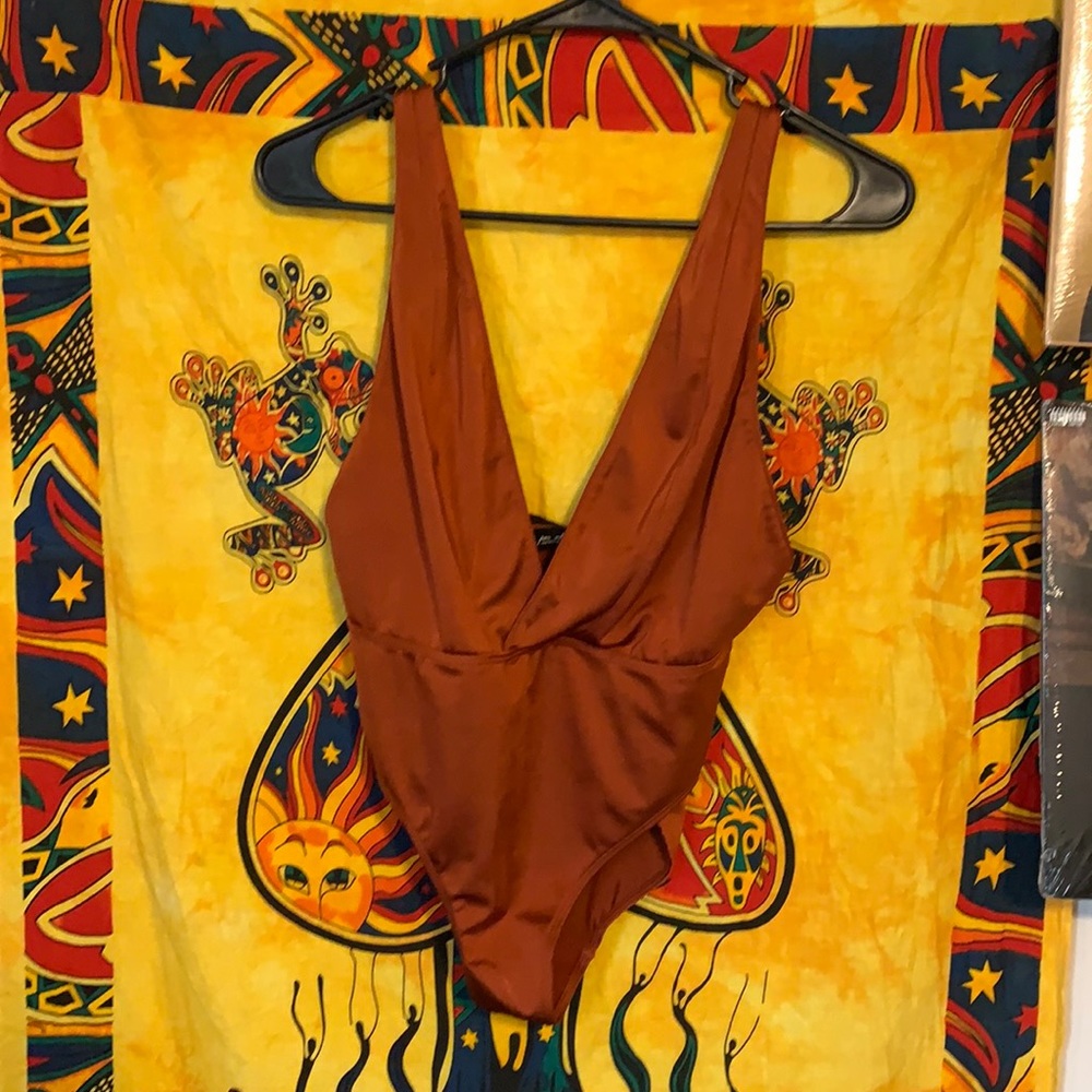 Brunt Orange backless bodysuit